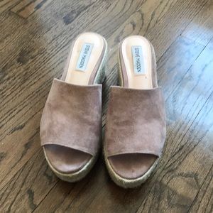 Nude suede platform sandals